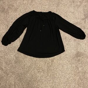 Lauren Ralph Lauren Black Peasant-Style Tie-Neck Blouse